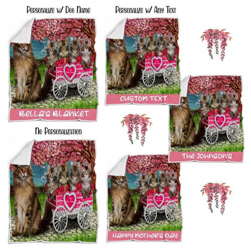 Maine Coon Cat Blanket Personalized Throw Woven Fleece Sherpa Many Designs NWT - Picture 2 of 31