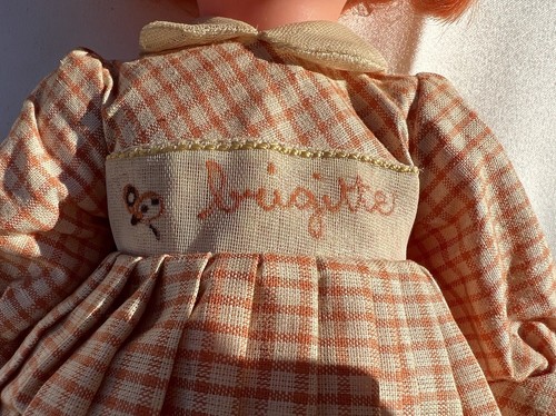 Italien Luigi Furga Brigitte Puppe orange Haare Gingham kariertes Kleid selten Vintage - Bild 18 von 21