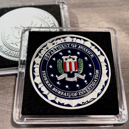 FBI Challenge Coin SILVER Federal Bureau Of Investigation United States w Case - Picture 7 of 13