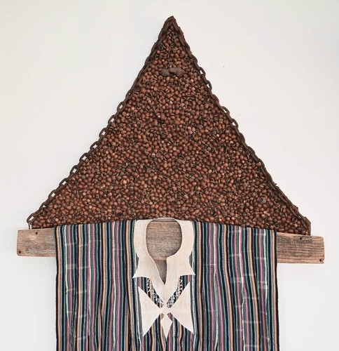 TITLE: writing about trees is difficult/ACORNS/IRON CHAIN/FABRIC/WOOD BEAM/RESIN - Picture 2 of 2