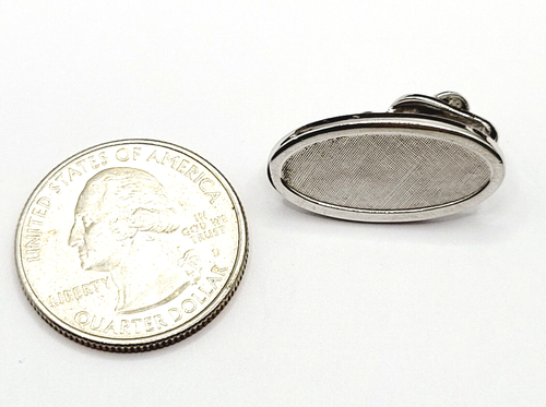 Swank Minimalist Small Oval Silver Tone Vintage Metal Tie Clip Clasp Bar - Picture 7 of 18