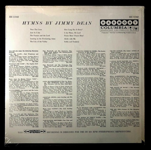 STILL SEALED!! Hymns by Jimmy Dean RECORD Vinyl COLUMBIA HS11042 Religious - Imagen 2 de 2