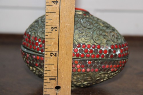 Antique Tibetan Middle Eastern Coral Covered Spice Etrog Besamim Dresser Box - Picture 22 of 23