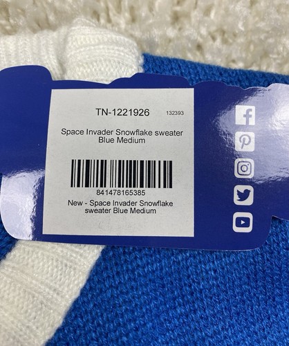 Maglione Space Invader Holiday Uomo Blu Medio Natale Fiocco di Neve Rudolph Nuovo con etichette - Foto 3 di 12