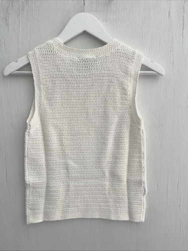 ANN TAYLOR White Crochet Knit Tank Top Sleeveless Petites Size XSP NWT $84 - Picture 3 of 4