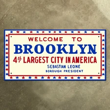 Brooklyn New York city limit highway marker road sign 1976 bicentennial 16x8