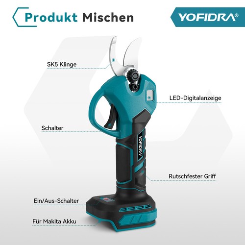 Mini motosierra eléctrica a batería de 8 pulgadas con 2 baterías + tijeras de podar a batería de 30 mm tijeras de podar - Imagen 3 de 23