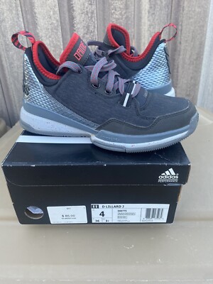 Adidas Damian Lillard size kids gray black red