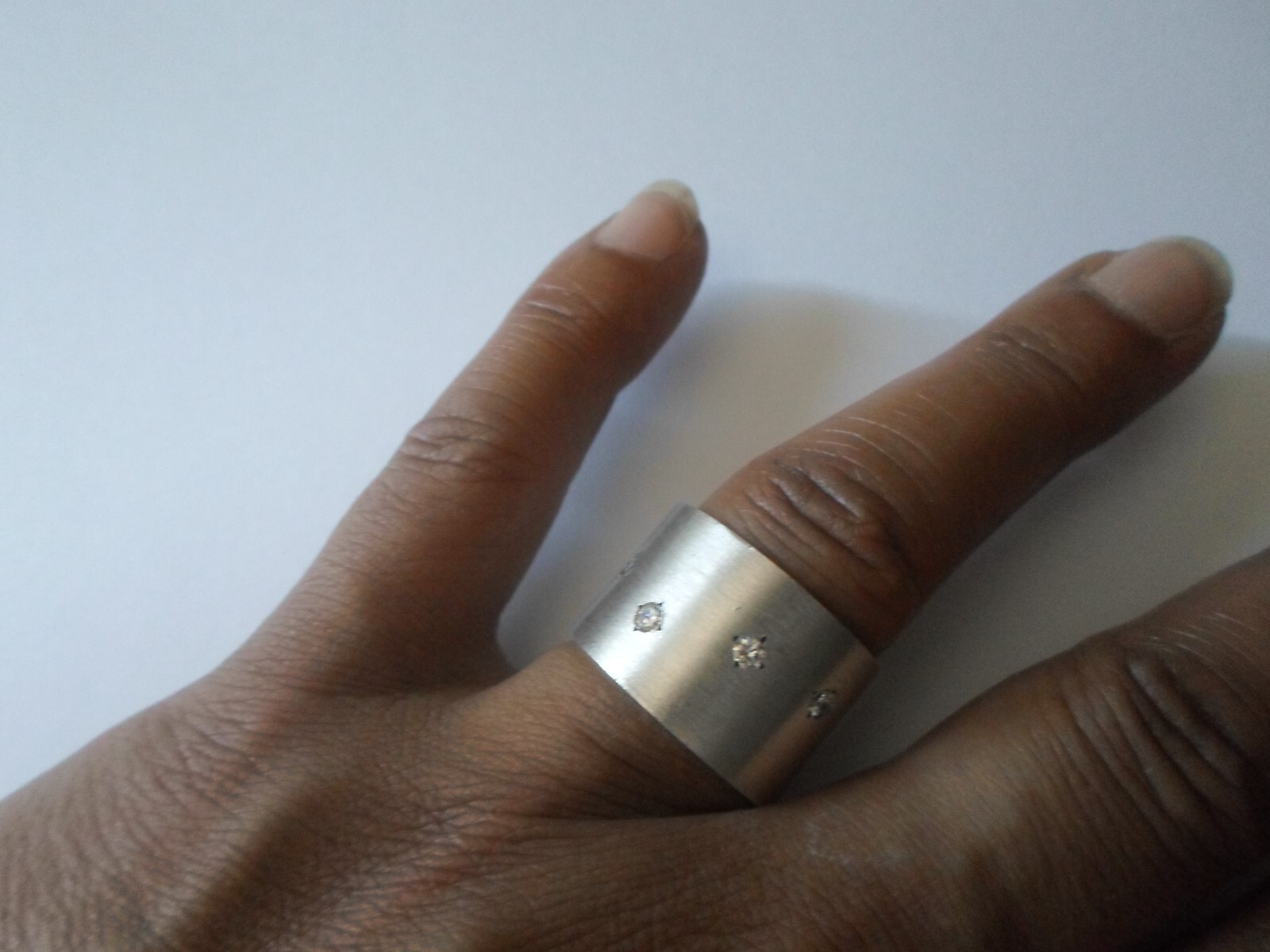 solid silver ring, wide headband, full round zirc… - image 2