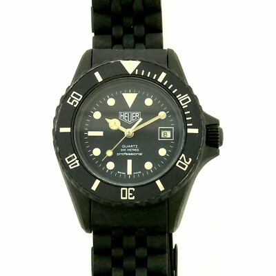 HEUER 983.015 PROF BLACK DIAL BLACK PVD STAINLESS STEEL WATCH FOR