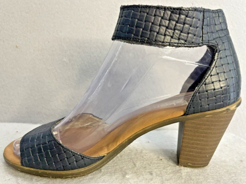 Rieker Antistress Black Woven Leather Sandals Womens Sz 5.5 Open Toe Block Heel - Picture 7 of 19