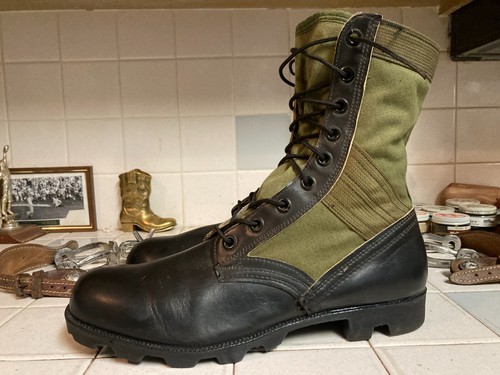 ROSEARCH Vintage Camo & Black Leather Lace Up USA Camouflage Military Boots 11 R - Picture 15 of 21