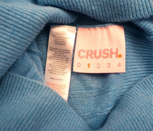 CRUSH sz S Blue Cashmere One Shoulder Rib Knit Sweater with Removable Strap - Picture 3 of 4