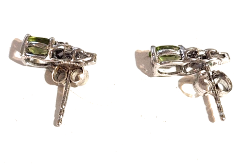 Sterling Silber 925 Ohrringe Ohrstecker Grüne Steine Kostenloser Versand - Bild 6 von 8