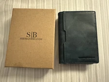 Serman Brands Slim Wallet 5.S • Brand New w/ Box • Soft Leather • Arctic Blue