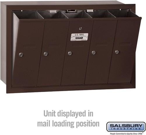 Salsbury : 5-Door Surface Mount Vertical Mailbox with USPS Access (Bronze) ✅ - Picture 3 of 5