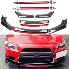 Front Bumper Lip Splitter Spoiler Body Kit Carbon Fiber Rods For Mitsubishi