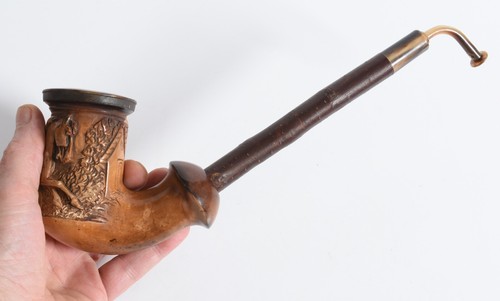 Antique dated  1777 Meerschaum German Pipe, Horse, House Carved bowl. JH initial - Bild 10 von 12