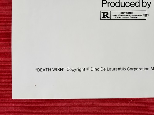 DEATH WISH * 1974 ORIGINAL FILMPLAKAT 1SH CHARLES BRONSON VIGILANTE CRIME NM-M - Bild 6 von 9