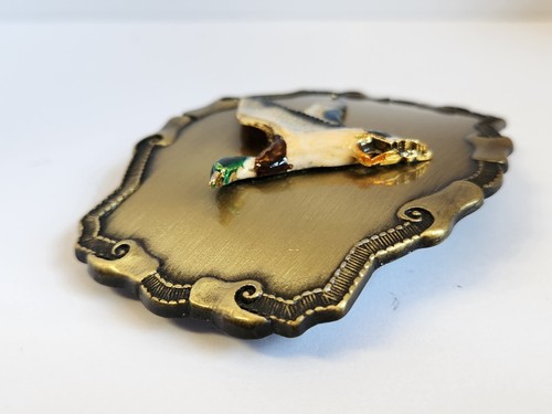 Mallard Duck Waterfowl Flying Colorful Belt Buckle 1970s Raintree Made In USA - Picture 8 of 12