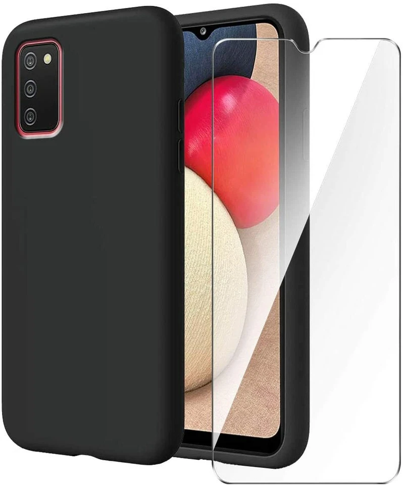 PHONETHRONE COVER CUSTODIA NERO PER SAMSUNG GALAXY A02s 02s + PELLICOLA IN VETRO TEMPERATO