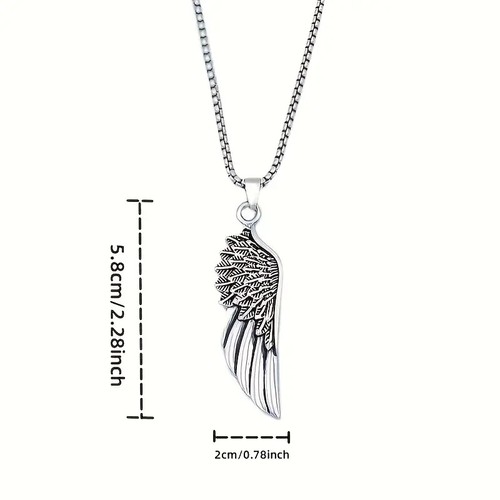 Stainless Steel Wing Pendant Necklace For Men's & Women's - Picture 5 of 6