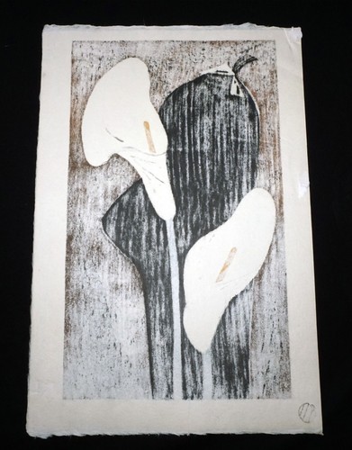 50er Jahre Japanischer Holzschnitt Mädchen & Anthurien Kawano Kaoru (1916-1965)(KiL)4 - Bild 7 von 9