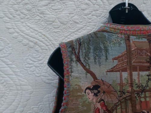 RARE Vintage 1960's Rare Saks Fifth Avenue Tapestry Vest Chinoserie Pictorial S - Bild 7 von 12