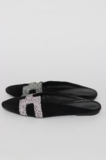 Hermes Black Suede Roxanne Flat Mules Size 36 EU/ 6 US / 3 UK