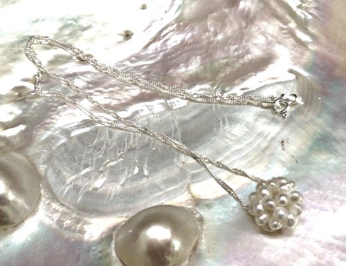 COLLAR y COLGANTE PERLAS Cultivadas 12-13 mm CADENA de PLATA de ley 925 40 cm - Imagen 4 de 5