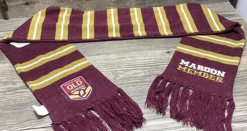 NRL QLD Granates Miembro Bufanda Rugby Liga Fútbol Borlas Tejidas Adultos ISCD - Imagen 2 de 7