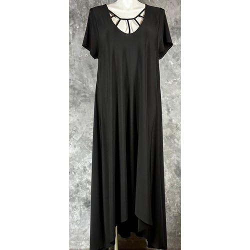 Lane Bryant Black Short Sleeve LONG Hi Lo Maxi Dress sz 22/24 or 2X (14729)