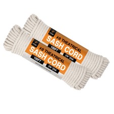 Sash Cord - Cotton and Nylon Rope - 1/4 Inch x 100 Ft Rope - White 2 Pack