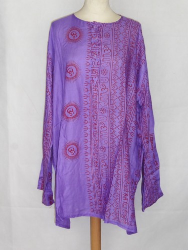 Hindu God Print Kurta Long Sleeve Shirt Ethnic Ganesh Krishna Natraj Om Shiva - Picture 3 of 48