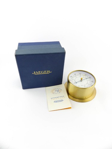 Barómetro militar de pared o escritorio Jaeger en estuche de latón macizo hecho para la marina - Imagen 1 de 8