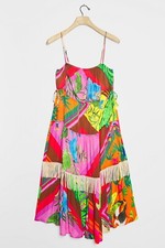 New Anthropologie Farm Rio Palila Fringed Midi Dress Size XS MSRP: $230