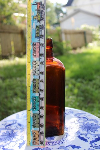 Vintage Dr. J Hostetter's Magen Bitters Flasche Bernstein Glas - Bild 7 von 7