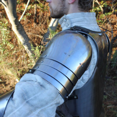 #ad RENAISSANCE MEDIEVAL 16G MILD STEEL LARP FUNCTIONAL CAVALIER SHOULDER SET OF 2 $59.99