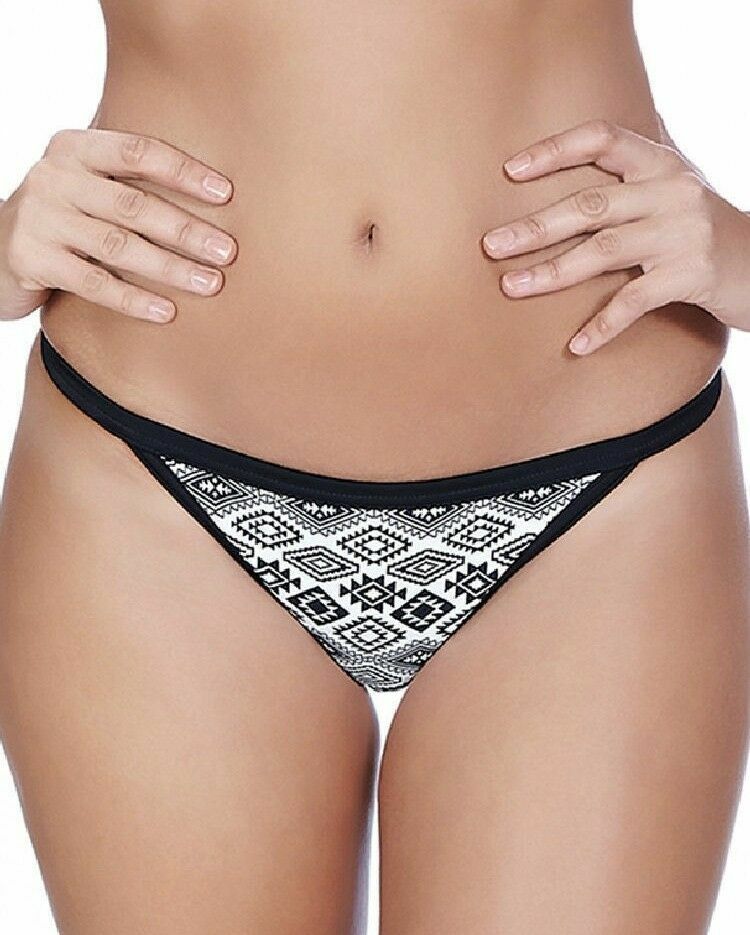 Freya Frenzy Bikini Brief XL 16 18 Black White Geometric Low Rise Tanga 4013 New