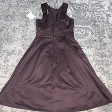 Davids Bridal Y Neck Cotton Sateen Short Dress Truffl / Brown Size 4. Brand New