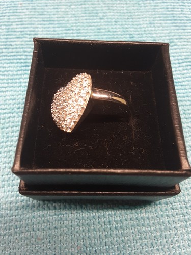 Size 6 Sterling Silver Heart Ring Made With White Zirconia From Swarovski (584) - Picture 7 of 12