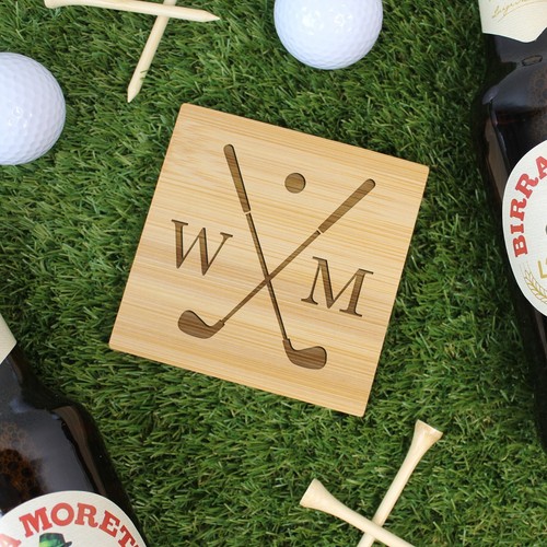 Personalised Golf Coaster Wood 2 in 1 Drinks Coaster Bottle Opener Golfer Gift - Picture 2 of 16