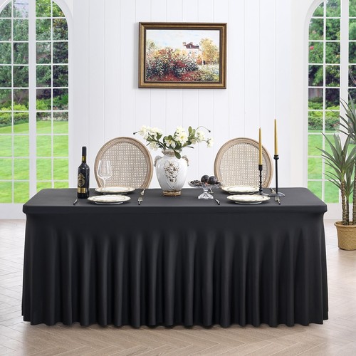6ft Spandex Table Cloth For Standard Folding Tables6pack Black Table Cloth Table - Picture 6 of 7