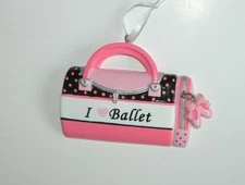 NEW NWT Christmas Ornament Pink I Love Ballet Case Shoes