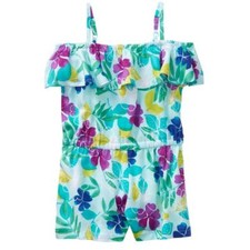NWT Gymboree Jump Into Summer Girls Floral Blue Ruffle Romper Sunsuit Jumpsuit