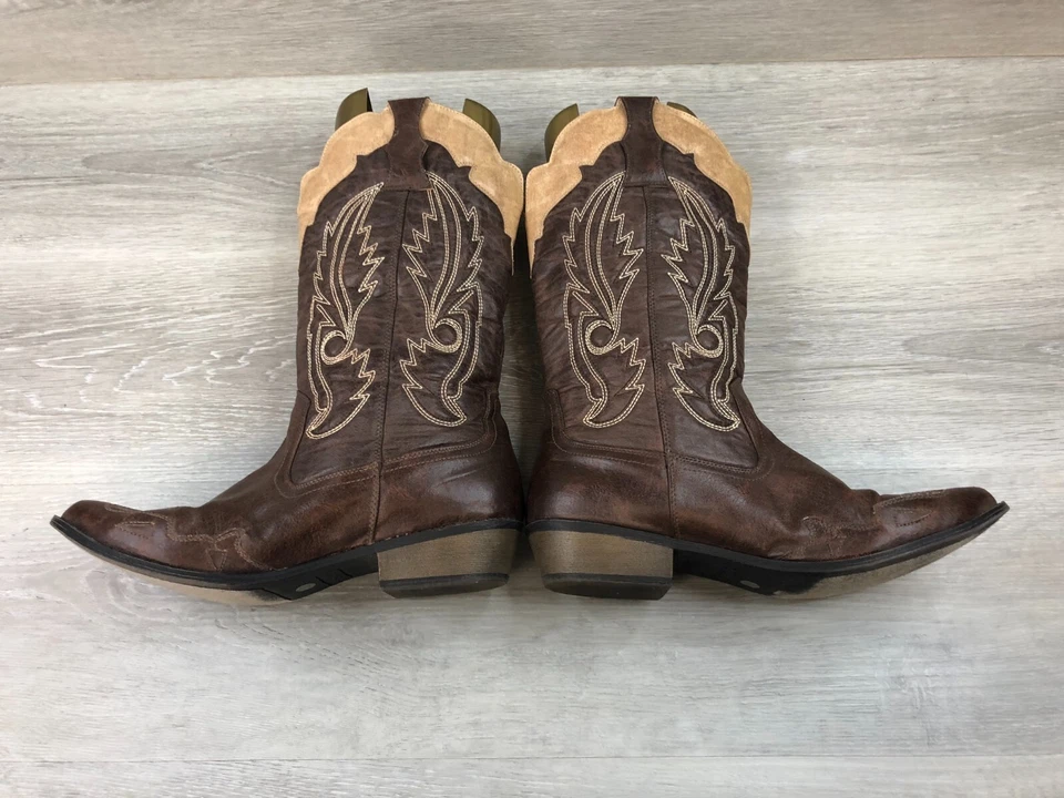 Coconuts Cimmaron Mujer Bota Occidental 11 Cuero Marrón Bordado Vaquero Rodeo Foto 4 de 4