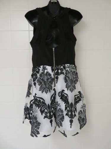 Crystal Doll 13 Juniors Illusion Embroidered Floral Short Dress Black White - Picture 6 of 12