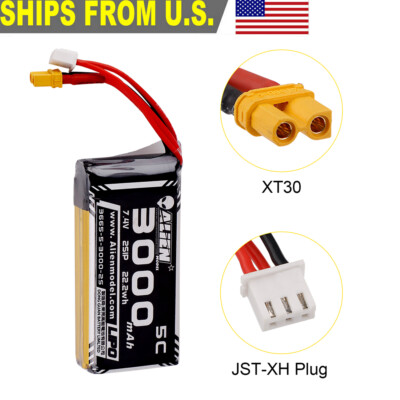 3000mAh 7.4V 2S Lipo battery XT30 connector for RadioMaster TX16S Hall Jumper RC