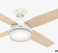 Hunter 52-Inch Dempsey Outdoor Ceiling Fan HUNTER Dempsey Outdoor with Light 52 inch - White, Beige