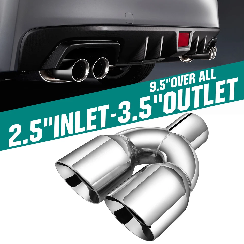 Pair Exhaust pipe 2.5" Inlet 3.5" Outlet Dual For Mercedes-Benz E350 E53 AMG - Image 3 of 4